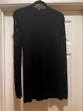 Women's WHBM Black Long-Sleeve Knit Top with Cutout Sleeve Detail